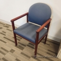 Blue Office Side Guest Chair w/ Wood Tone Frame